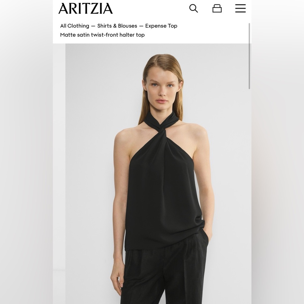 Babaton Black Satin Twist-Front Halter